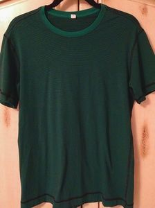 Mens Lululemon 5 Yr Basic Tee Green Pinstripe Sz M